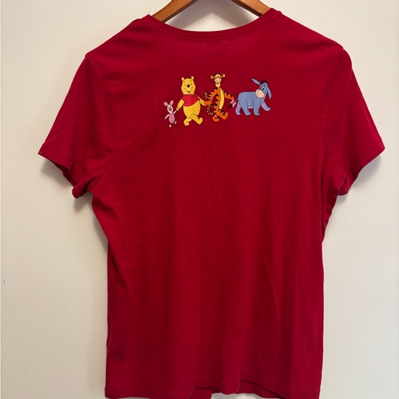 Vintage Disney Red Women T-Shirt with Winnie the Pooh and Friends - Picture 2 of 3